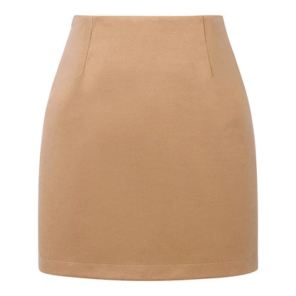 Plaid Half Length Skirt Women’s A-Line Solid Colour High Waist Min Dress Tight Skirt Single-breasted Corduroy Slim Skirt