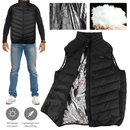 21 Area Heated Vest Thermal Warm Waistcoat Electric Heating Jacket (Black XXL)