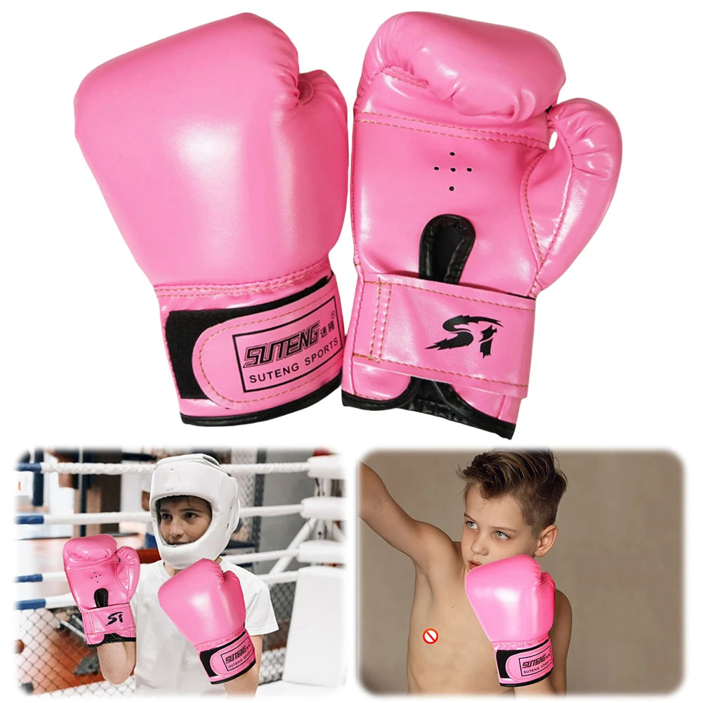 2PCS Kids Boxing Gloves Children Punch Training Sparring Kickboxing Fighting Fitness Mitts Hitting Hand Protector for Boys Girls