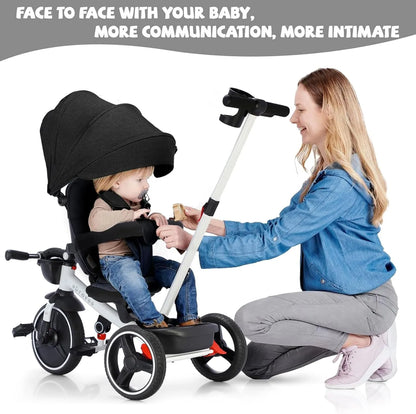 Ubravoo Baby Stroller Tricycle Ride Bike , 5-in-1, Adjustable Canopy, Sitting & Lying,Celerity Disassembly & Assembly,1-5 Years