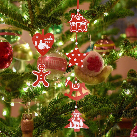 30 Pcs Christmas Tree Wooden Ornaments Set New Year Christmas Tree Decorations Pendant Ornaments