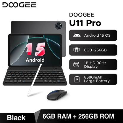 DOOGEE U11 Pro 2in1 PC Tablet Android 15 30GB(6+24) 256GB 11" 8580mAh Battery Dual Speakers Unisoc T7200 Widevine L1 Tablet