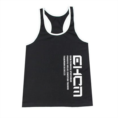 Summer Tight Letter Embroidered Fashion Casual Deep Round Neck Sleeveless Outdoor Running Fitness Sports Tank Top For Male