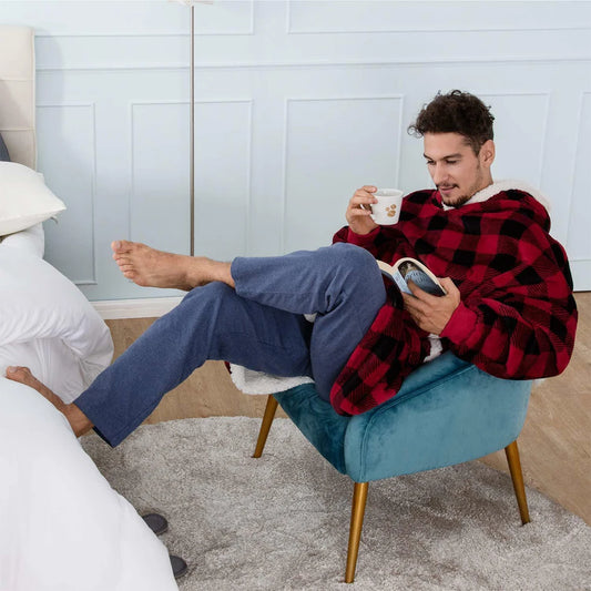 Modishion 2025 Extra Long Warm Wearable Blanket Hoodie Sofa Winter Plush Bathrobe Men's and Women's Sweater Home Clothes Pajamas