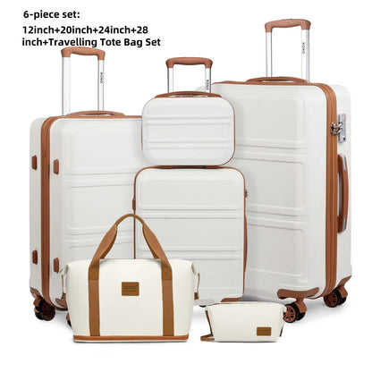 Kono  Fashion Luggage Set, Lightweight ABS Hard Shell Trolley Suitcases with TSA Lock, 4 Spinner Wheels (2/3/4/6 Pcs Set)