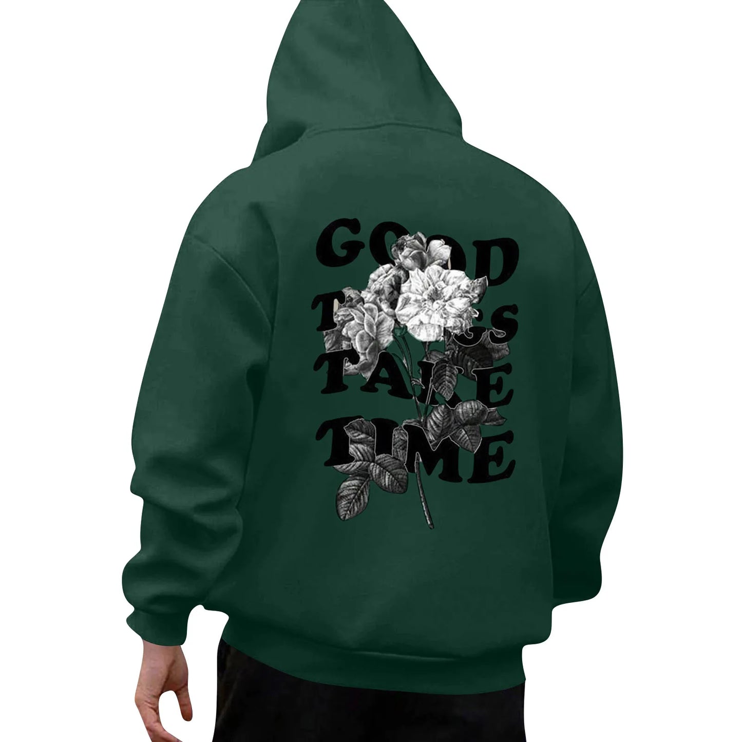 Unisex Fall Harajuku Style Embroidered Streetwear Long Sleeve Baggy Hooded Sweatshirt Fashion Casual Comfy Pullover Hoodies