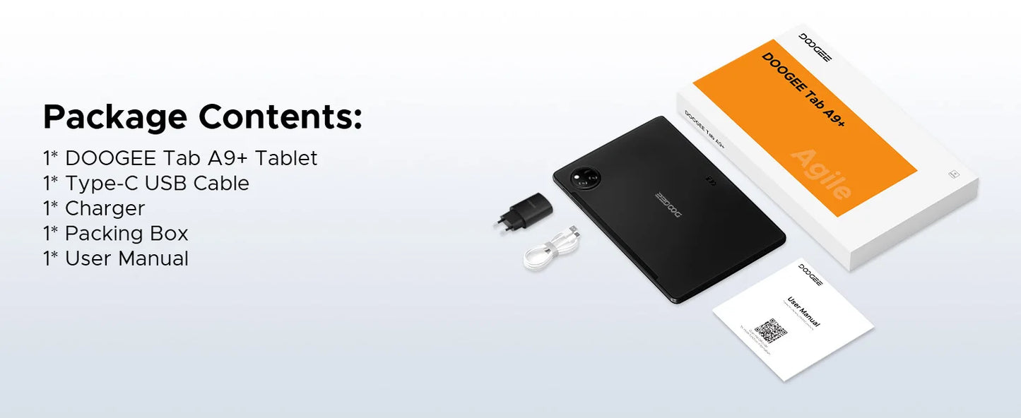 DOOGEE Tab A9+ 2 IN 1 Smart Tablet PC Android 15 11'' Display 20GB RAM(4+16) 64GB ROM 8580mAh Battery Dual Speakers Widevine L1