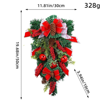 Christmas Wreath Artificial Gold Decorated Door Decoration With Bows Pendant
