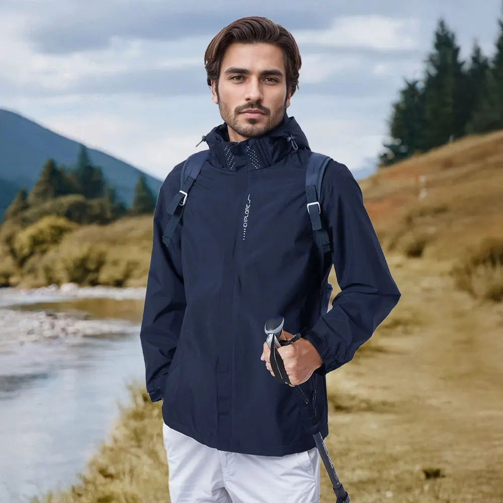 Modishion Hooded Waterproof Men's Jacket Soft Shell Jacket Breathable Outdoor Cycling Coat Mountaineering Clothes