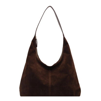 Women Suede Tote Bag with Hobo Bag Large Capacity Underarm Bag Solid Slouchy Bag Commuter Travel Bag
