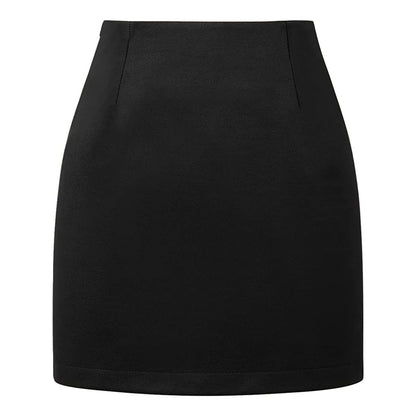 Plaid Half Length Skirt Women’s A-Line Solid Colour High Waist Min Dress Tight Skirt Single-breasted Corduroy Slim Skirt