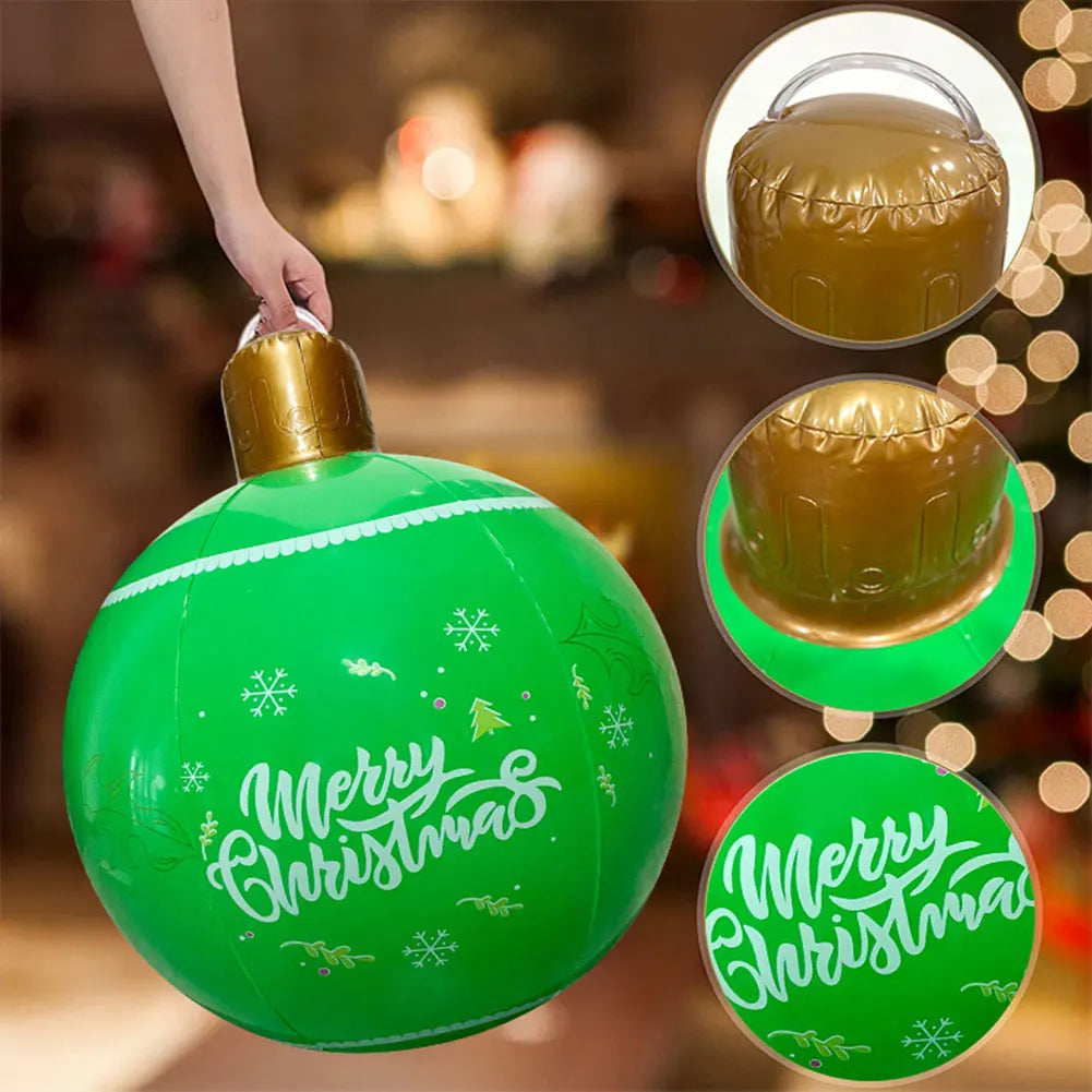 24Inch PVC Inflatable Christmas Ball 60cm Christmas Inflatable Ball Ornament Outdoor Xmas Tree Decoration Holiday Party Supplies