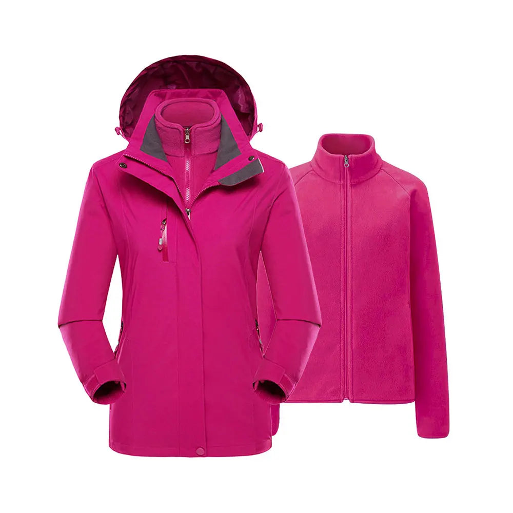 Modishion 3 in 1 thickened windproof waterproof lightweight hard shell jacket with fleece lining winter warm windbreaker