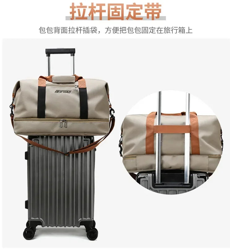 1 piece of 18.11 inch large capacity unisex men's and women's sports bag and travel bag, weekend sports travel bag with shoe com