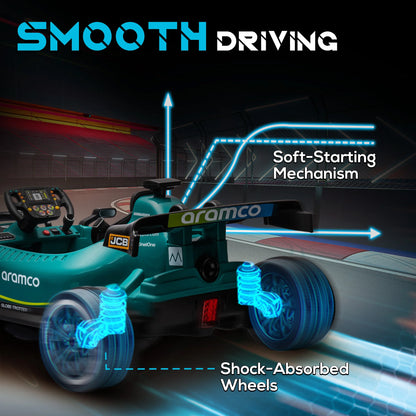 AIYAPLAY 12V Aston Martin Licensed Electric Go Kart w/ 4 Suspension Wheels