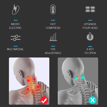 Cervical Massager 16 Modes USB Smart Pulse Heating 4 Head Neck Massager for Neck Tension Vibrator Heating Massager Relax Muscles