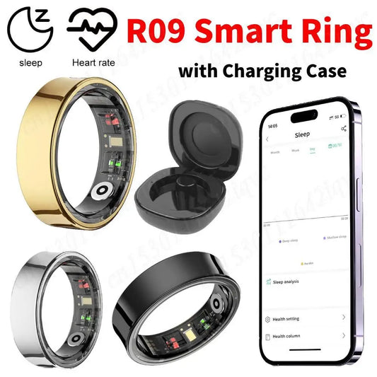 R09 Smart Ring for Men Women Heart Rate Blood Oxygen Body Temperature Monitoring Fitness Tracker For Xiaomi Samsung iOS Android