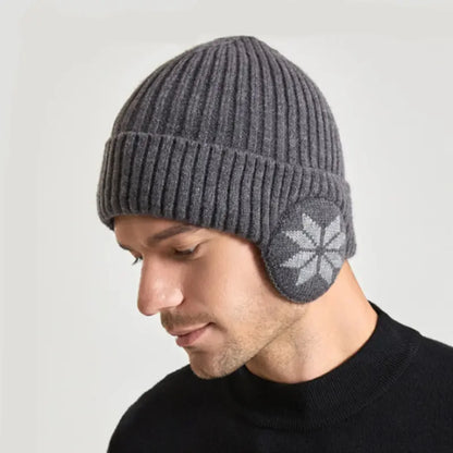 Men's Winter Warm Knitted Woolen Hat with Thickened Design for Outdoor Cycling and Ear Protection