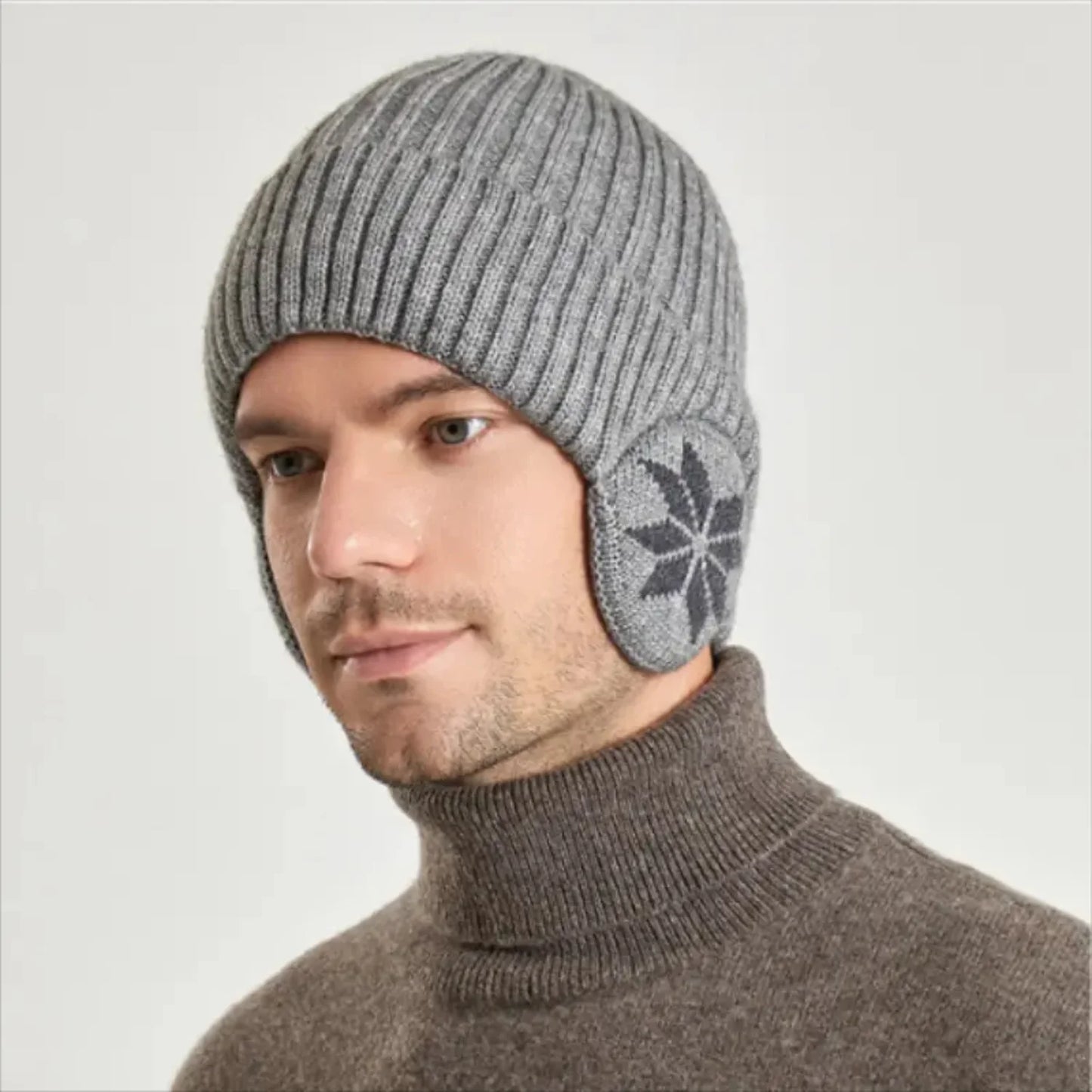 Men's Winter Warm Knitted Woolen Hat with Thickened Design for Outdoor Cycling and Ear Protection