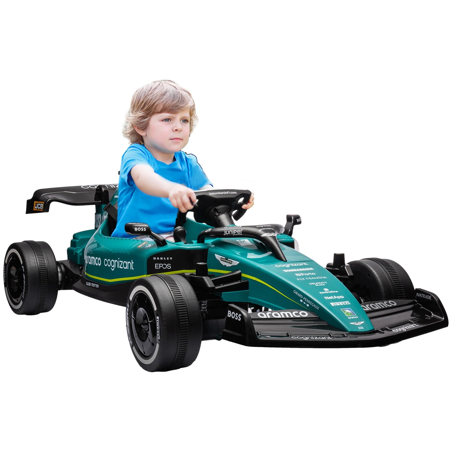 AIYAPLAY 12V Aston Martin Licensed Electric Go Kart w/ 4 Suspension Wheels