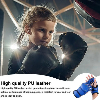 Boxing Gloves Taekwondo Sparring Gear Gloves Half Finger Adjustable Mitts Wrist Support For Kickboxing Cage Fighting Punching