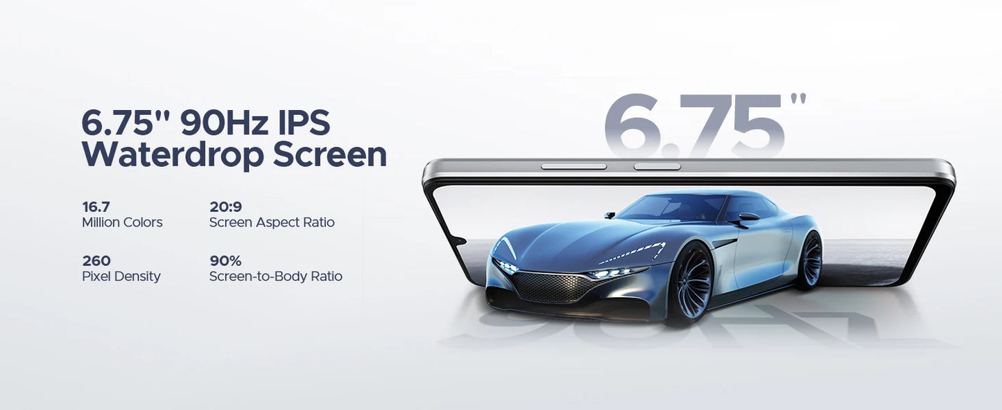 DOOGEE Note 58 Android 15 Smartphone 8GB 128GB 6.75" HD+ 90Hz IPS Screen 6250mAh Large battery NFC Widevine L1 Cell Phone