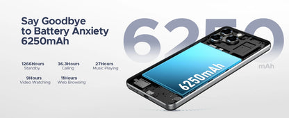 DOOGEE Note 58 Android 15 Smartphone 8GB 128GB 6.75" HD+ 90Hz IPS Screen 6250mAh Large battery NFC Widevine L1 Cell Phone