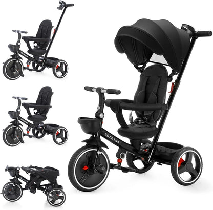 Ubravoo Baby Stroller Tricycle Ride Bike , 5-in-1, Adjustable Canopy, Sitting & Lying,Celerity Disassembly & Assembly,1-5 Years