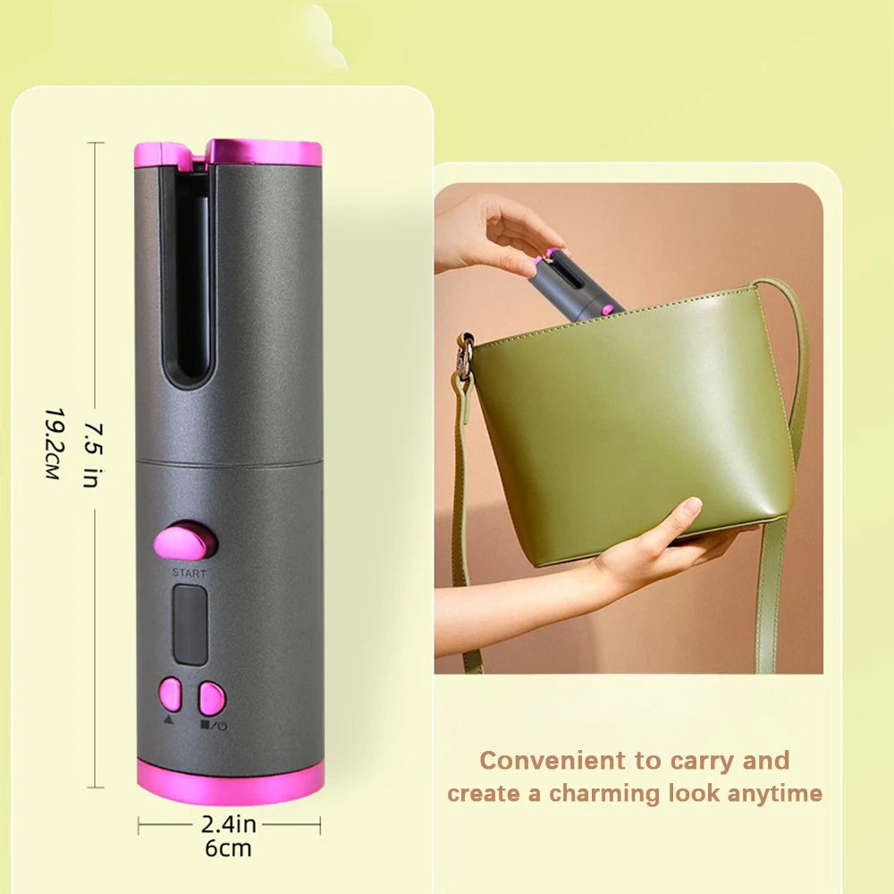 Automatic Curling Iron Portable Hair Straightener Electric Styling Rotating Anti-Flame Design Professional Hair Curler USB Charg