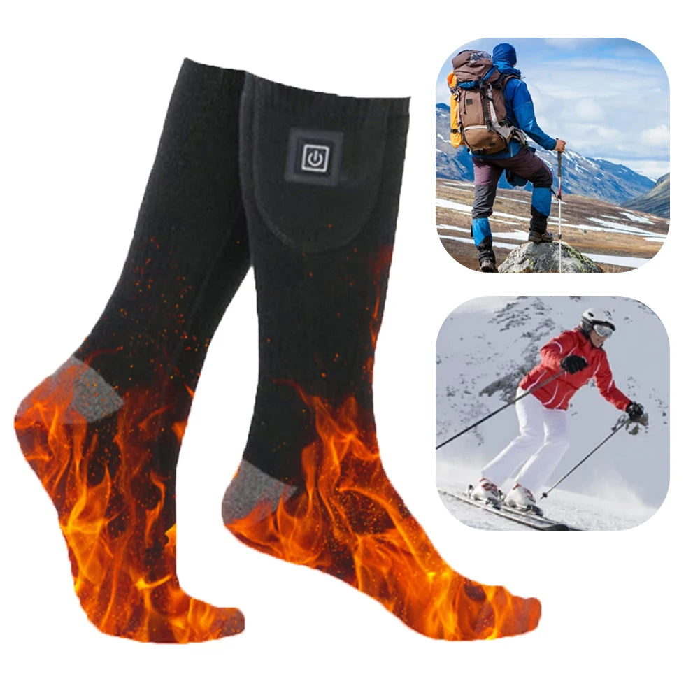 Electric Heated Socks 3 Level Temperature Electric Heating Socks Cold-Proof Skiing Sock for Cycling Camping Skating