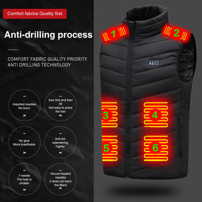 21 Area Heated Vest Thermal Warm Waistcoat Electric Heating Jacket (Black XXL)
