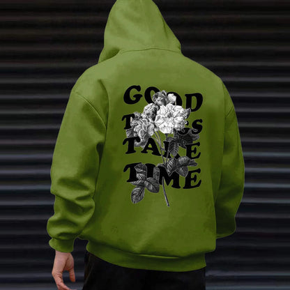 Unisex Fall Harajuku Style Embroidered Streetwear Long Sleeve Baggy Hooded Sweatshirt Fashion Casual Comfy Pullover Hoodies