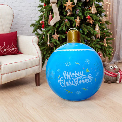 24Inch PVC Inflatable Christmas Ball 60cm Christmas Inflatable Ball Ornament Outdoor Xmas Tree Decoration Holiday Party Supplies