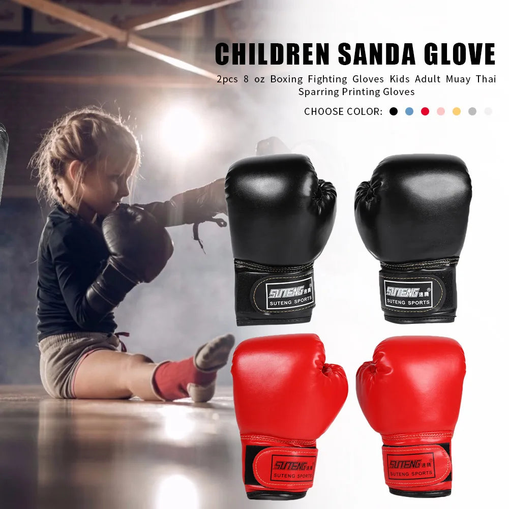 2PCS Kids Boxing Gloves Children Punch Training Sparring Kickboxing Fighting Fitness Mitts Hitting Hand Protector for Boys Girls