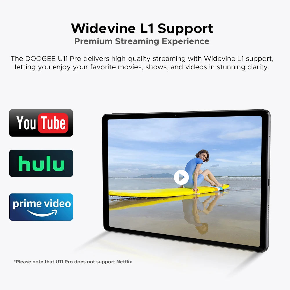 DOOGEE U11 Pro 2in1 PC Tablet Android 15 30GB(6+24) 256GB 11" 8580mAh Battery Dual Speakers Unisoc T7200 Widevine L1 Tablet