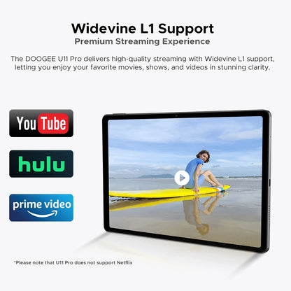 DOOGEE U11 Pro 2in1 PC Tablet Android 15 30GB(6+24) 256GB 11" 8580mAh Battery Dual Speakers Unisoc T7200 Widevine L1 Tablet