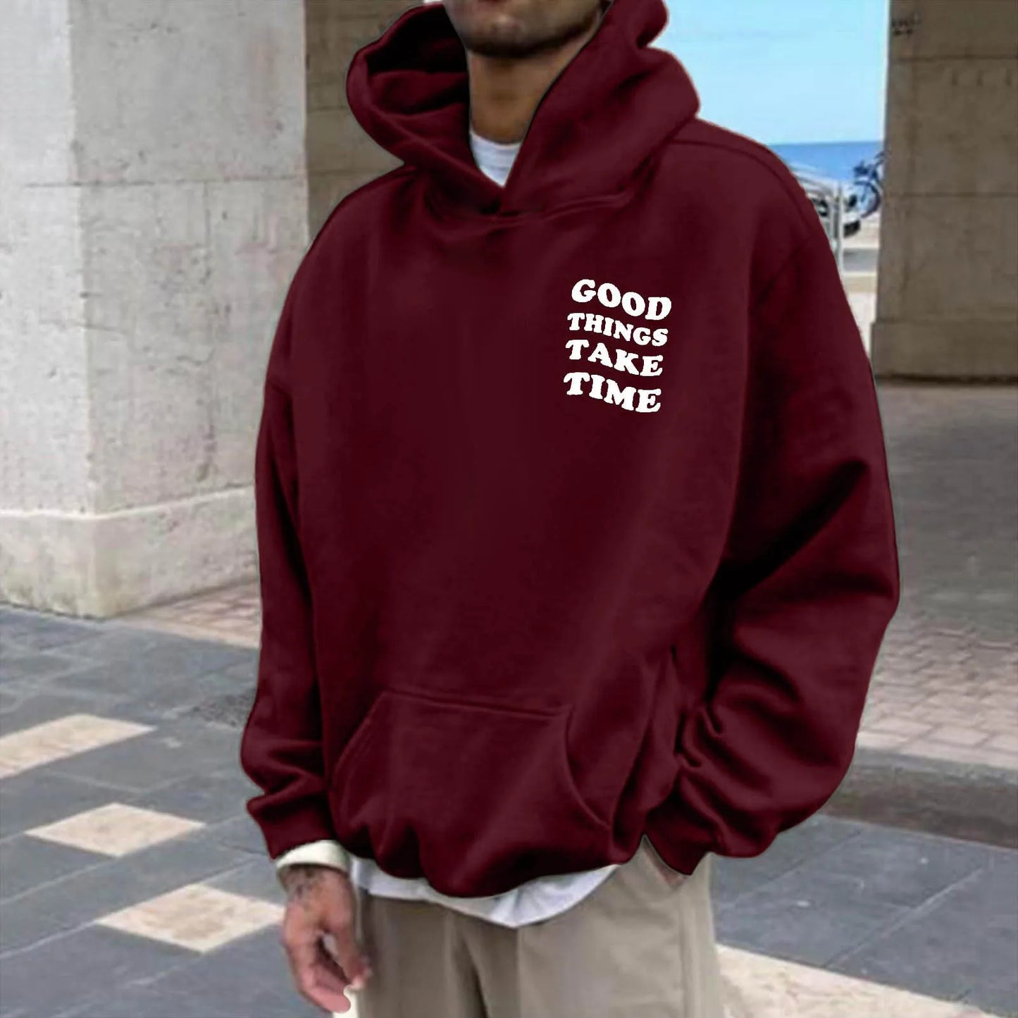 Unisex Fall Harajuku Style Embroidered Streetwear Long Sleeve Baggy Hooded Sweatshirt Fashion Casual Comfy Pullover Hoodies