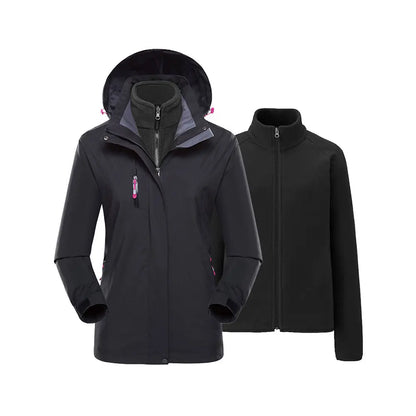 Modishion 3 in 1 thickened windproof waterproof lightweight hard shell jacket with fleece lining winter warm windbreaker