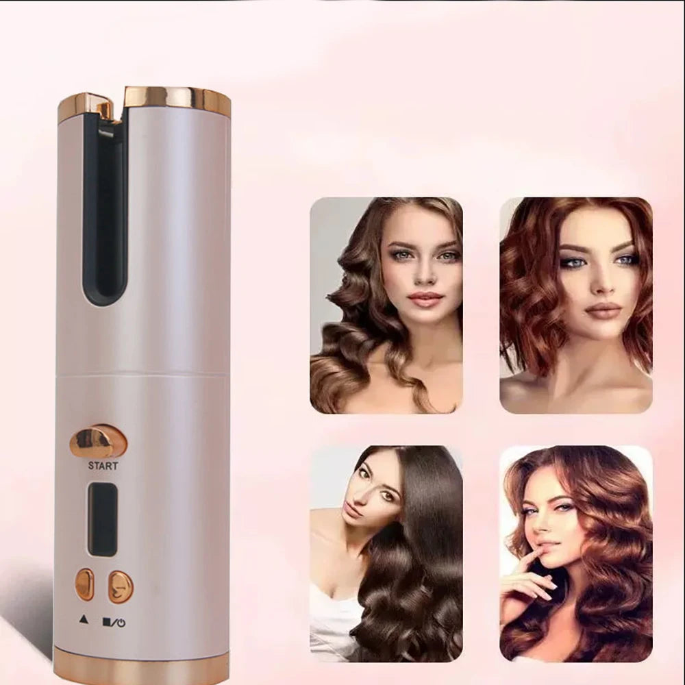 Automatic Curling Iron Portable Hair Straightener Electric Styling Rotating Anti-Flame Design Professional Hair Curler USB Charg