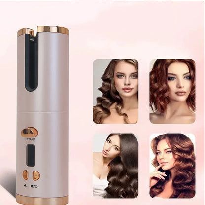 Automatic Curling Iron Portable Hair Straightener Electric Styling Rotating Anti-Flame Design Professional Hair Curler USB Charg