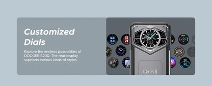DOOGEE S200 5G Rugged Phone 1.32" Rear Display 12GB 256GB 6.72" 120Hz 100MP AI Main Camera 10100mAh Battery 33W Smartphone