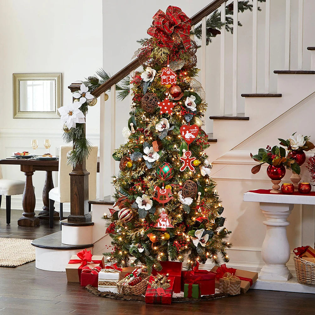 30 Pcs Christmas Tree Wooden Ornaments Set New Year Christmas Tree Decorations Pendant Ornaments