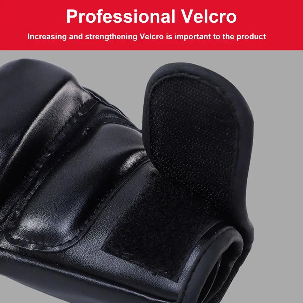 Boxing Gloves Taekwondo Sparring Gear Gloves Half Finger Adjustable Mitts Wrist Support For Kickboxing Cage Fighting Punching