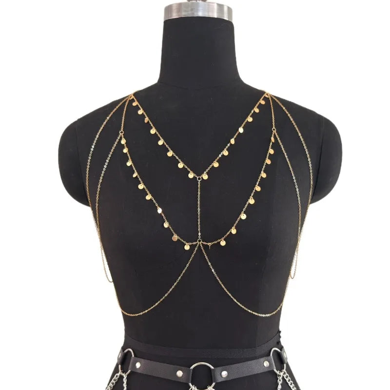 Personality Sequin Chest Chain, Simple Cold Wind Personality Body Chain, Light Luxury Senior Sense, All Accessories