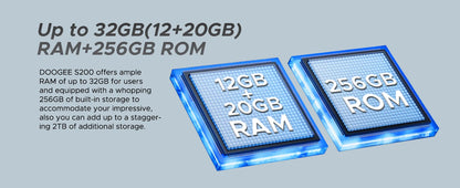 DOOGEE S200 5G Rugged Phone 1.32" Rear Display 12GB 256GB 6.72" 120Hz 100MP AI Main Camera 10100mAh Battery 33W Smartphone