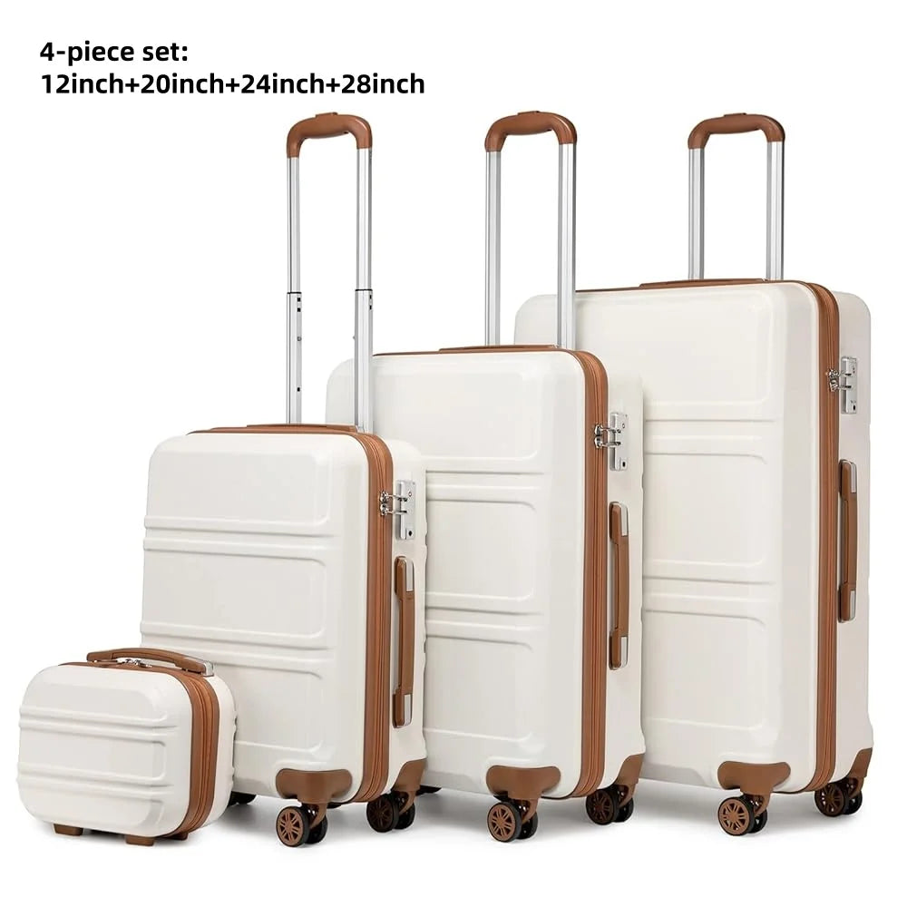 Kono  Fashion Luggage Set, Lightweight ABS Hard Shell Trolley Suitcases with TSA Lock, 4 Spinner Wheels (2/3/4/6 Pcs Set)