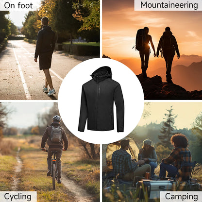 Modishion Hooded Waterproof Men's Jacket Soft Shell Jacket Breathable Outdoor Cycling Coat Mountaineering Clothes