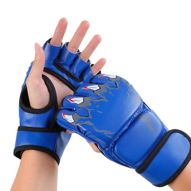 Boxing Gloves Taekwondo Sparring Gear Gloves Half Finger Adjustable Mitts Wrist Support For Kickboxing Cage Fighting Punching