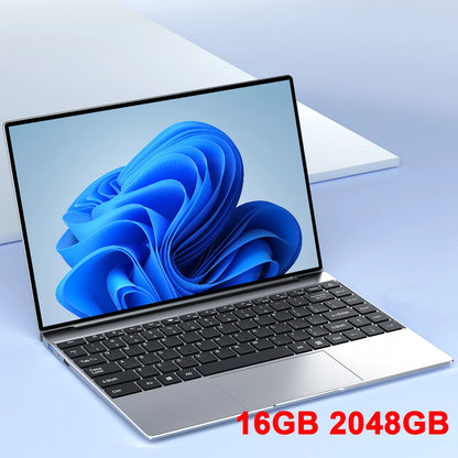 LENO 14.1"Ultra Slim Laptop 16GB RAM 2TB SSD Windows 11 Intel N3700 Notebook Gamer 1920*1080  Display Office Study Computer PC