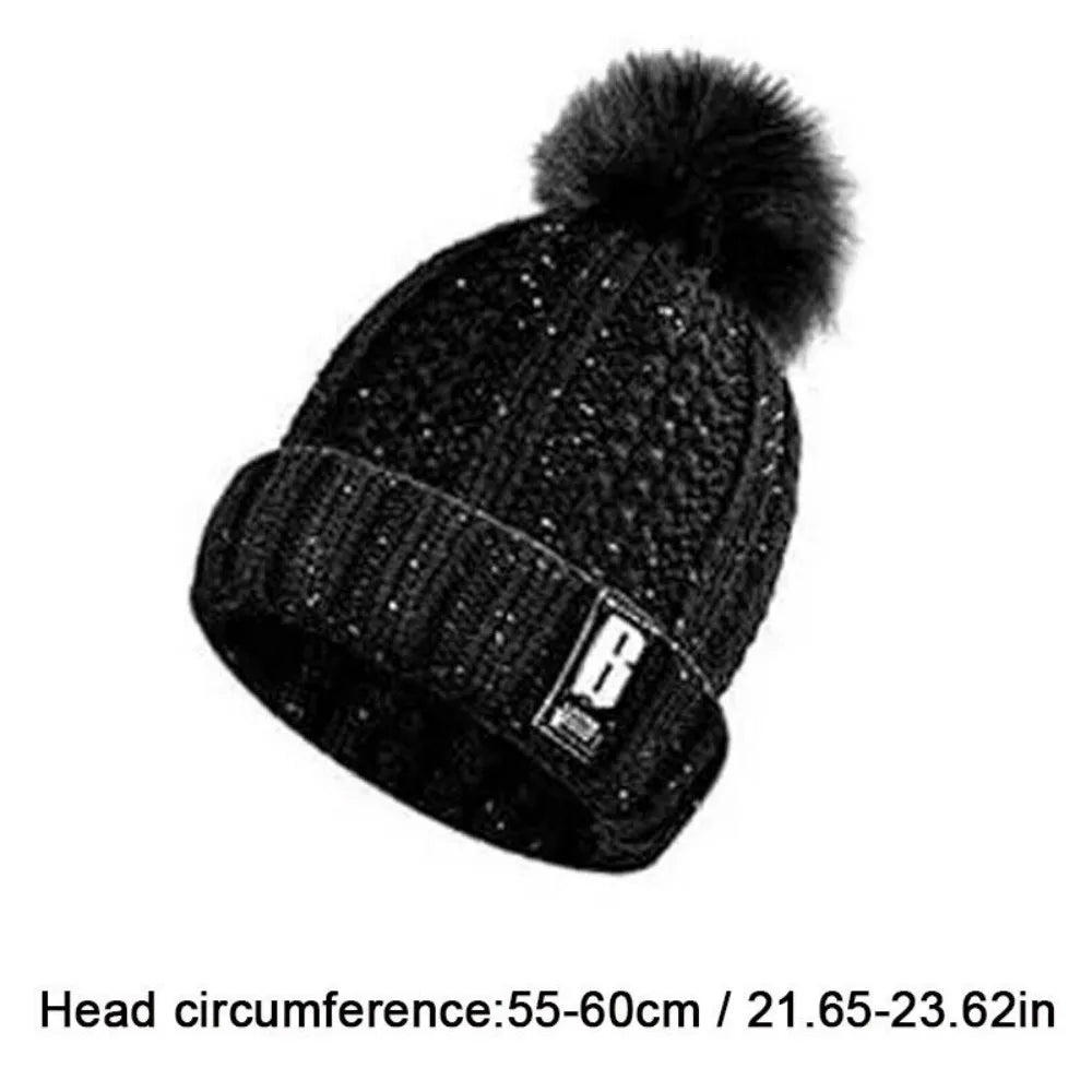 Womens Girls Thick Knit Hat Scarf and Touchscreen Gloves Set Knitted Winter Gift